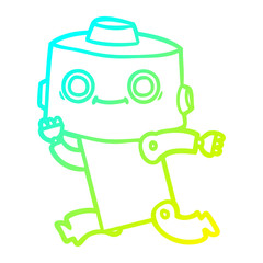 cold gradient line drawing cartoon robot