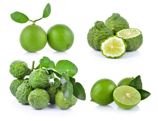 bergamot and lime on white background