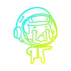 cold gradient line drawing cartoon crying astronaut