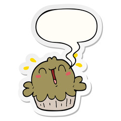 cute cartoon pie and speech bubble sticker