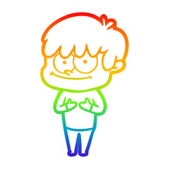 rainbow gradient line drawing happy cartoon man