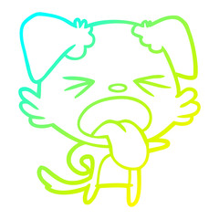 cold gradient line drawing cartoon disgusted dog
