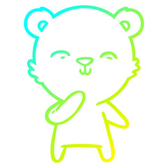 cold gradient line drawing happy cartoon bear