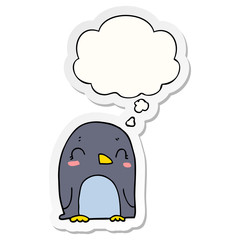 cartoon penguin and thought bubble as a printed sticker