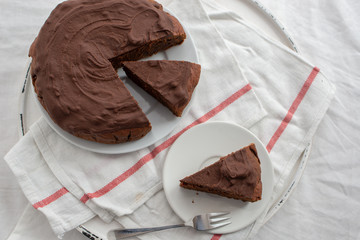  home made healthy chocolate beet root cake on a table