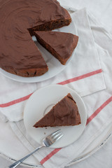  home made healthy chocolate beet root cake on a table