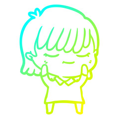 cold gradient line drawing cartoon woman