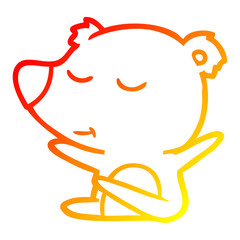 warm gradient line drawing happy cartoon bear