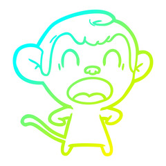 Obraz premium cold gradient line drawing shouting cartoon monkey