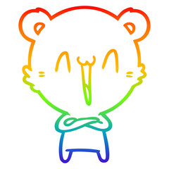rainbow gradient line drawing happy bear cartoon