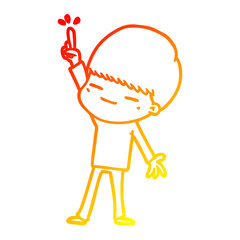 warm gradient line drawing cartoon smug boy