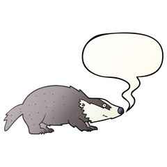 cartoon badger and speech bubble in smooth gradient style