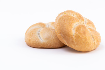 Two loaf of fresh baked bread on white background