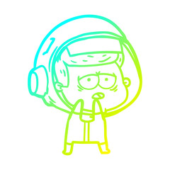 cold gradient line drawing cartoon tired astronaut