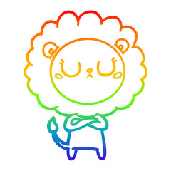 rainbow gradient line drawing cartoon lion