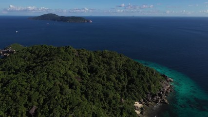 Aerial view on archipelago of Similan islands in Thailand's southern Phang Nga province