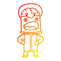 warm gradient line drawing cartoon robot