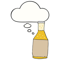 cartoon beer bottle and thought bubble
