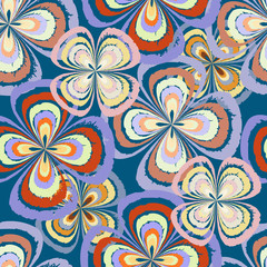 Seamless creative background in doodles art style. Abstract floral pattern with hand drawn texture and floral elements. For textile, cover, wallpaper, gift packaging, printing. Vector.