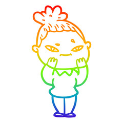 rainbow gradient line drawing cartoon woman