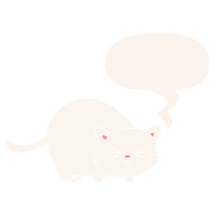cartoon angry cat and speech bubble in retro style