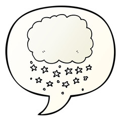 cartoon rain cloud and speech bubble in smooth gradient style
