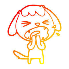 warm gradient line drawing cute cartoon dog barking