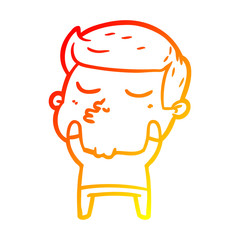 warm gradient line drawing cartoon model guy pouting