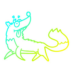 cold gradient line drawing cartoon hungry wolf