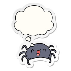 cartoon spider and thought bubble as a printed sticker