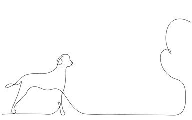 Dog silhouette one line drawing vector illustration