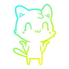 cold gradient line drawing cartoon happy cat