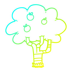 cold gradient line drawing cartoon apple tree