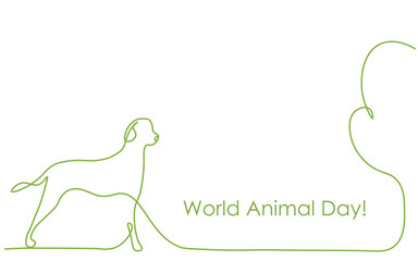 World animal day card with dog cartoon vector illustration