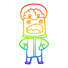 rainbow gradient line drawing cartoon robot