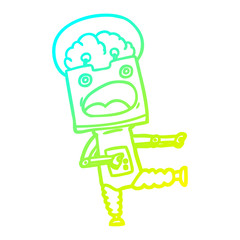 cold gradient line drawing cartoon robot