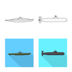 Isolated object of war and ship sign. Set of war and fleet vector icon for stock.