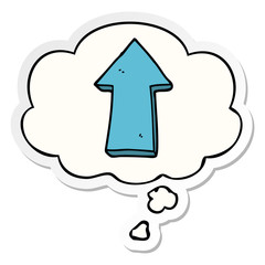cartoon arrow and thought bubble as a printed sticker