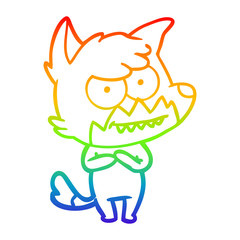 rainbow gradient line drawing cartoon grinning fox