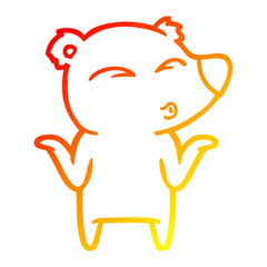 warm gradient line drawing cartoon bear shrugging