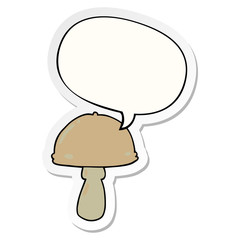 cartoon mushroom and speech bubble sticker