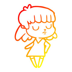 warm gradient line drawing cartoon indifferent woman