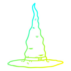 cold gradient line drawing cartoon witchs hat