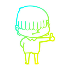 cold gradient line drawing cartoon boy with untidy hair