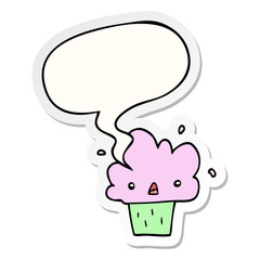 cartoon cupcake and speech bubble sticker