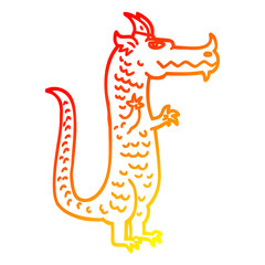 warm gradient line drawing cartoon magical dragon