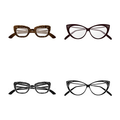 Isolated object of glasses and frame logo. Set of glasses and accessory stock symbol for web.