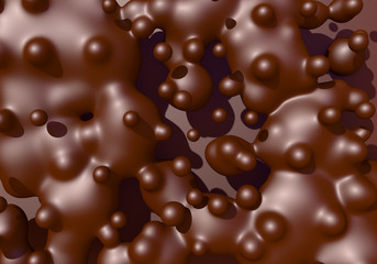 Abstract background with melted chocolate or cocoa drops boiling