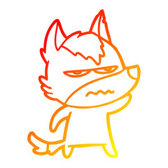 warm gradient line drawing cartoon annoyed wolf