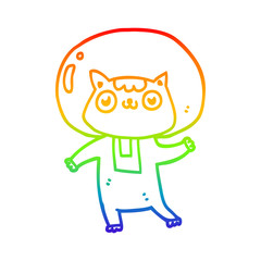 rainbow gradient line drawing cartoon space cat